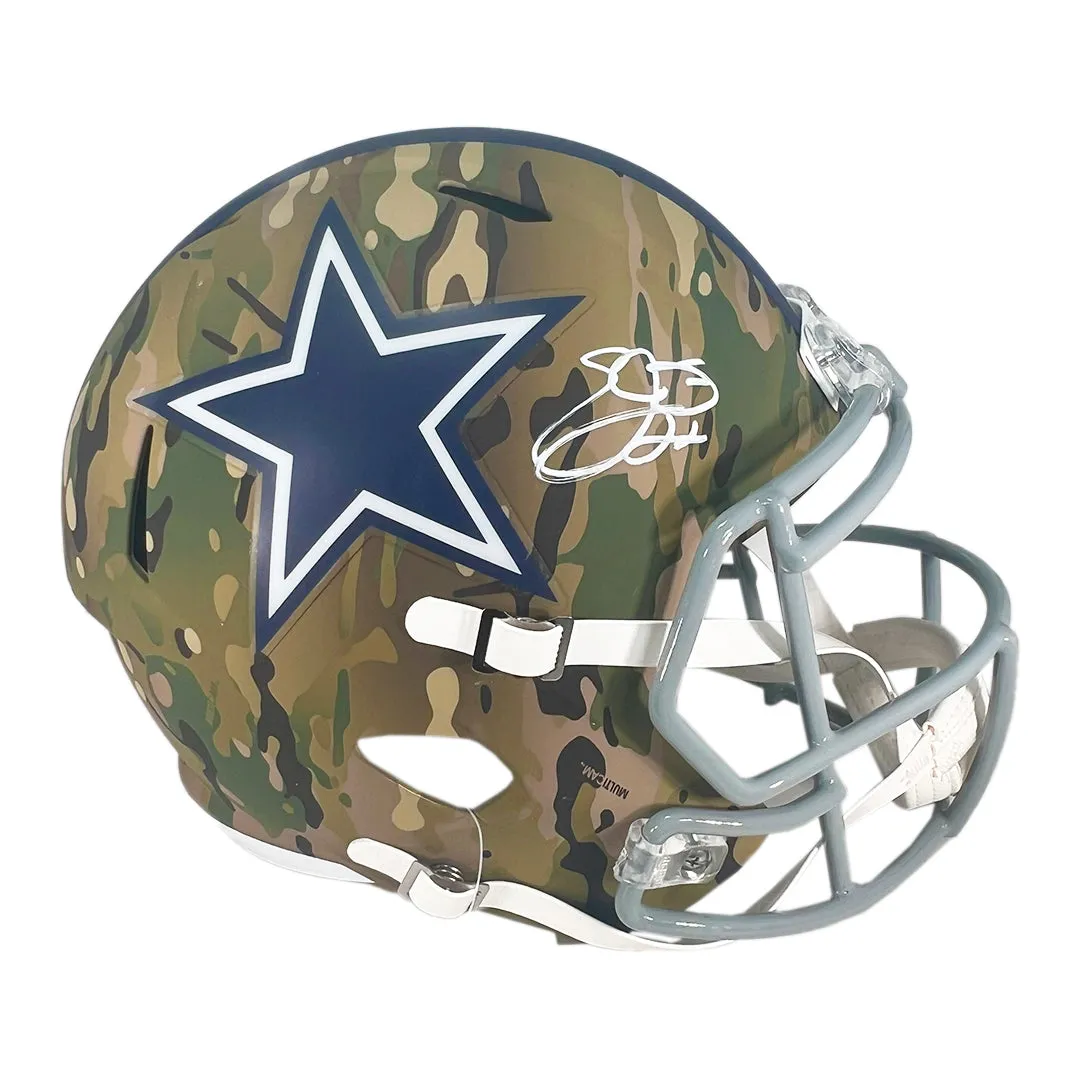 Emmitt Smith Signed Dallas Cowboys Camo Speed Full-Size Replica Football Helmet (Beckett)