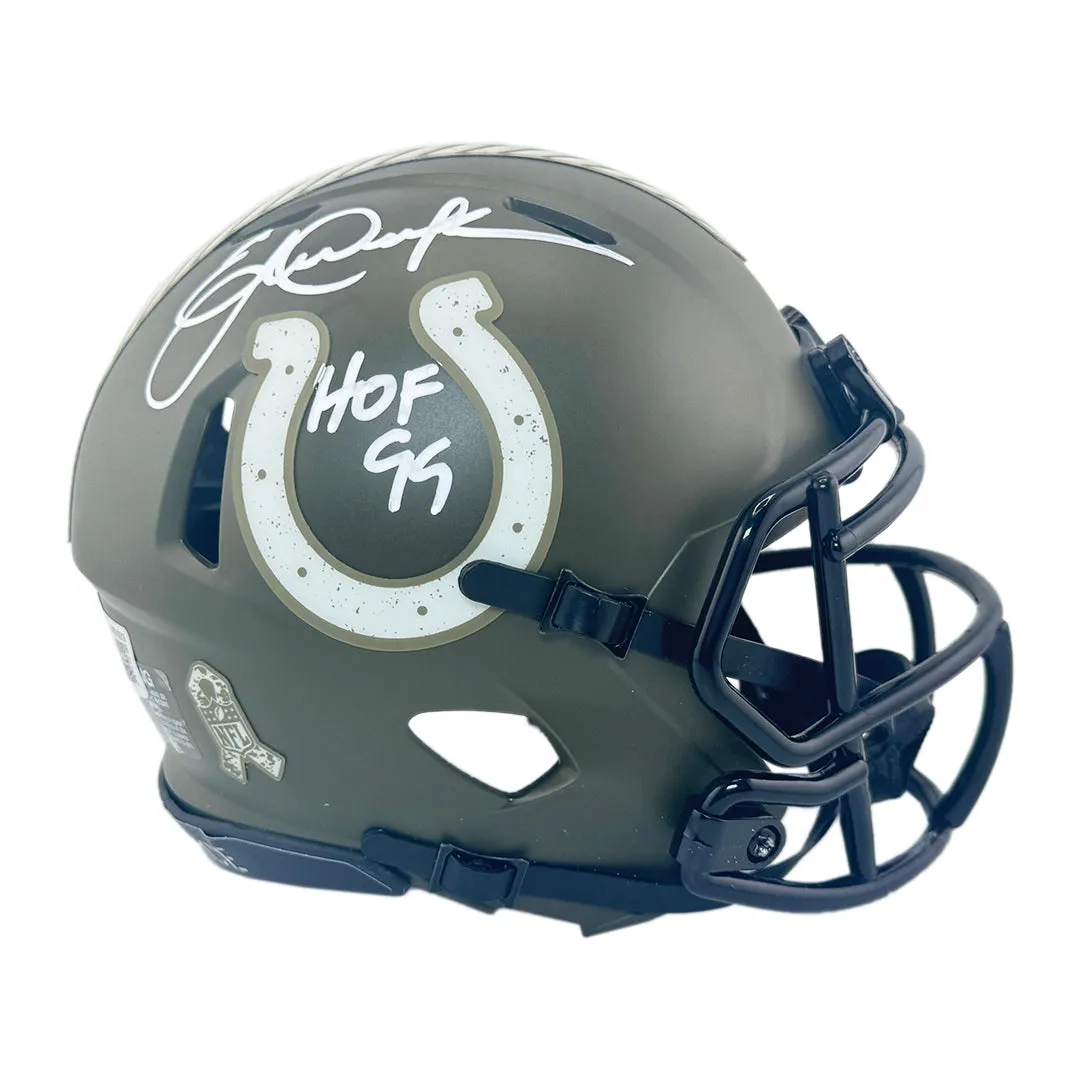 Eric Dickerson Signed HOF 99 Inscription Indianapolis Colts Salute to Service Mini Football Helmet (Beckett)