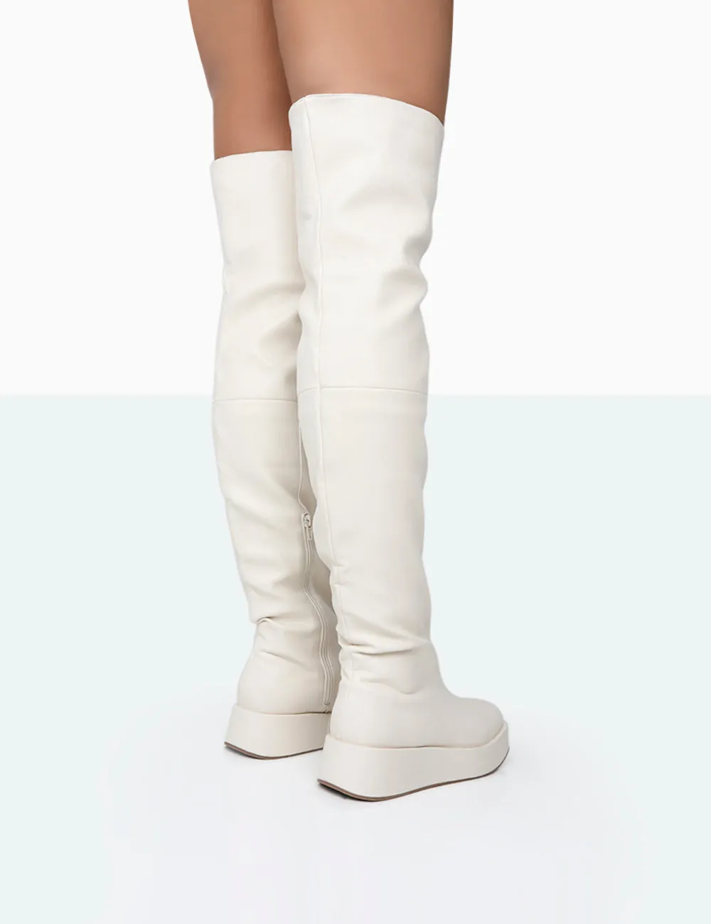 Erica Bone Pu Chunky Platform Sole Over The Knee Boots