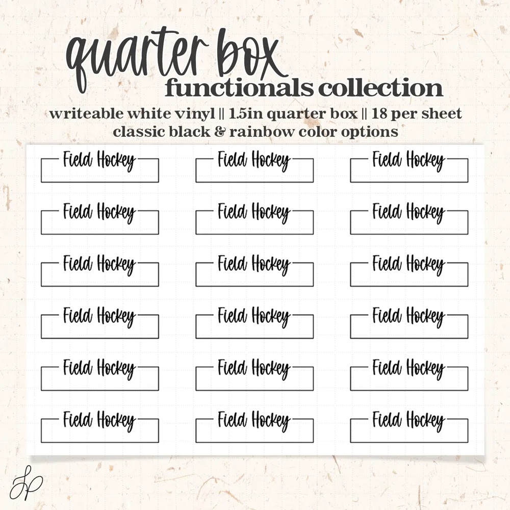 Field hockey || Quarter Box Planner Stickers