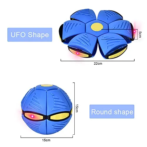 Flying Soccer Ball UFO ball with Frisbee Deformation Ball, Magic Football Flat Throw Ball, with 3 LED Light Football Shock Proof