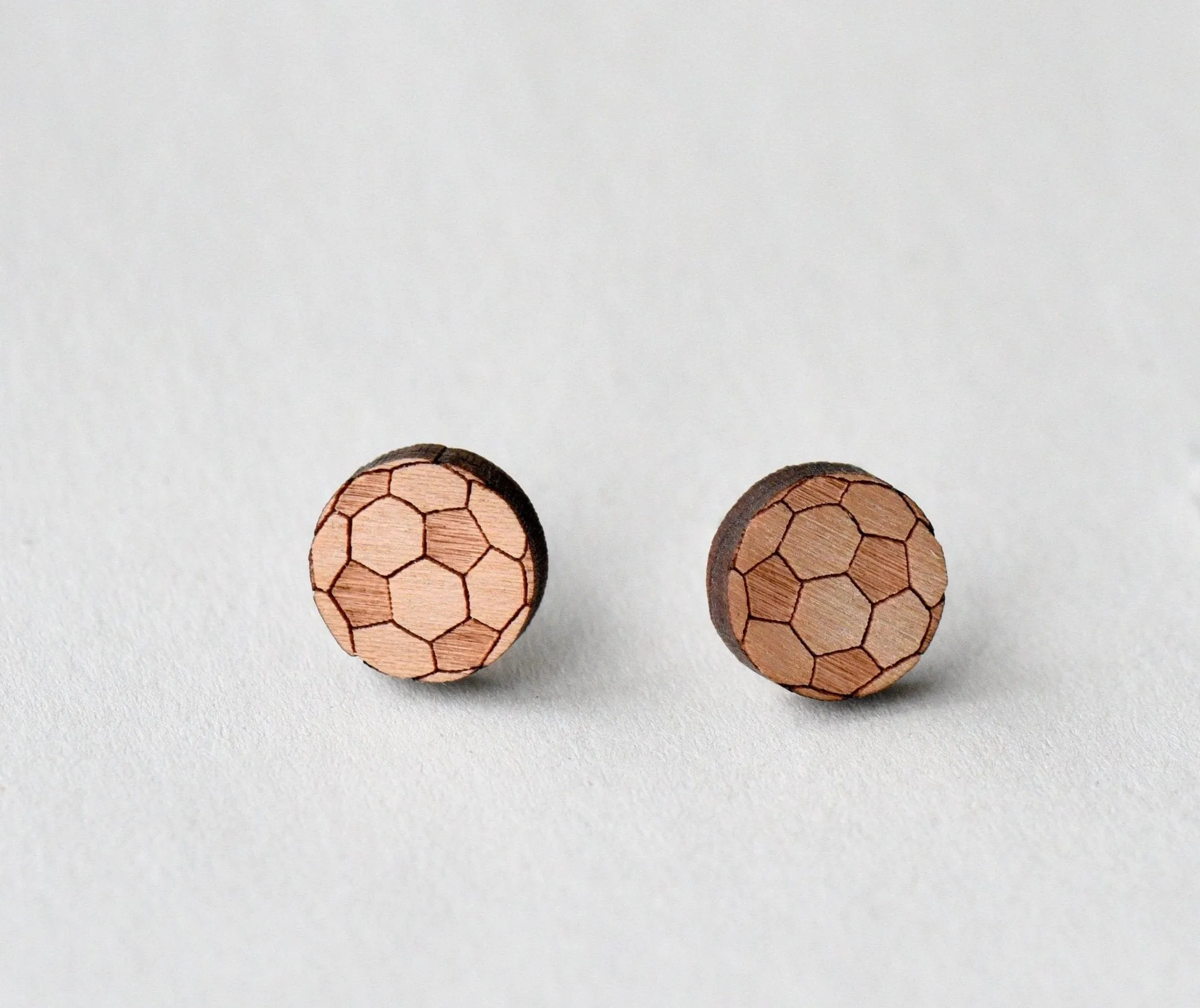 Football Cherry Wood Stud Earrings - ET15049