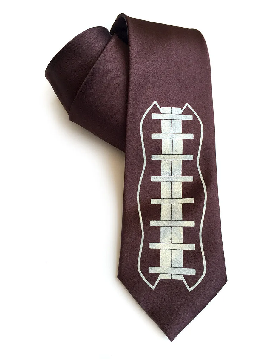 Football necktie. Football lacing print.