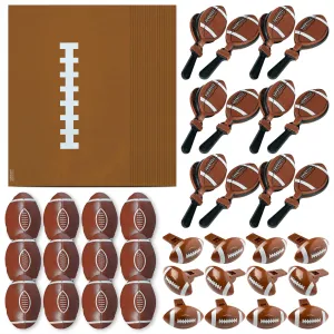 Football Party Favors - Treat Bags, Foam Footballs, Clappers, and Whistles (For 12 Total Favor Bundles)