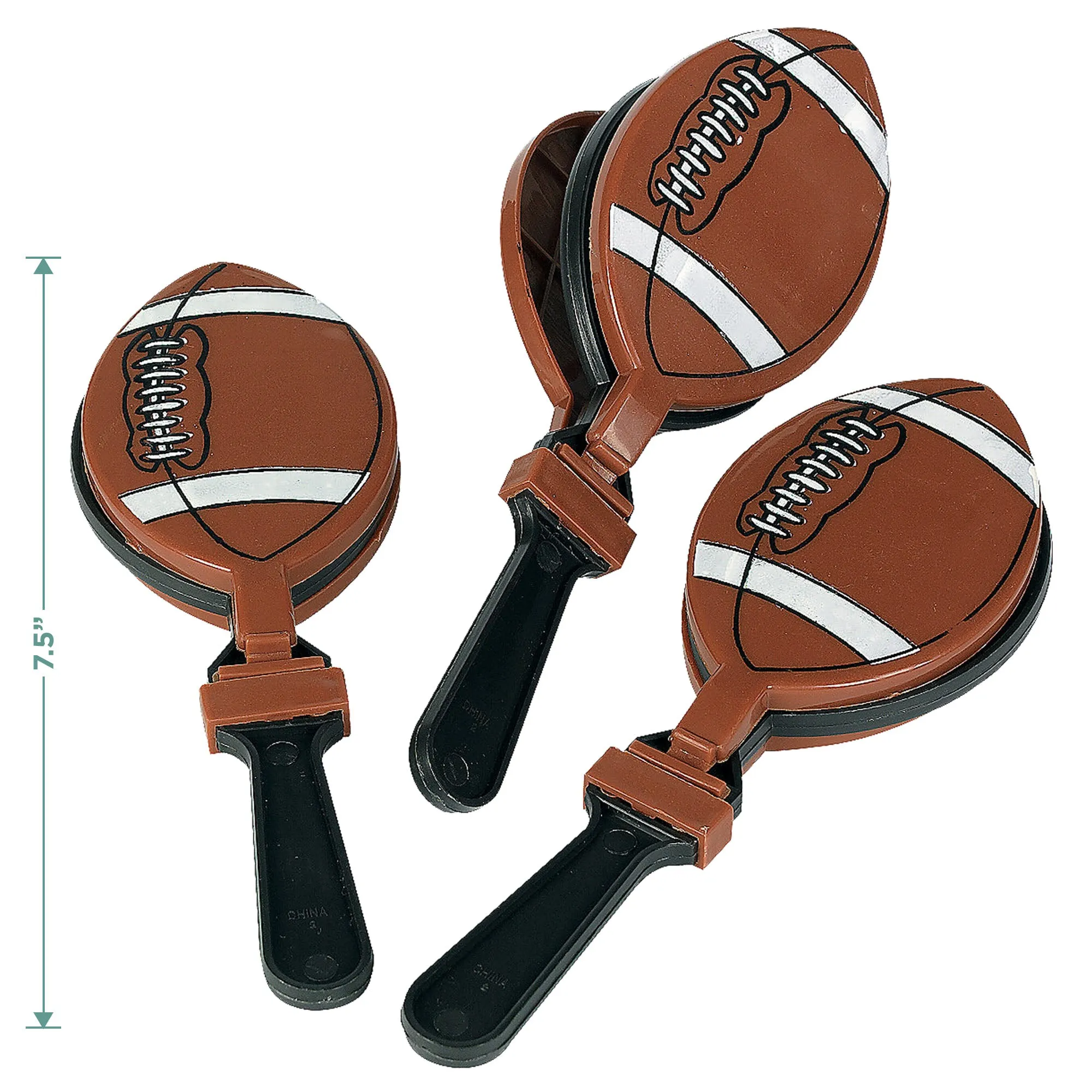 Football Party Favors - Treat Bags, Foam Footballs, Clappers, and Whistles (For 12 Total Favor Bundles)