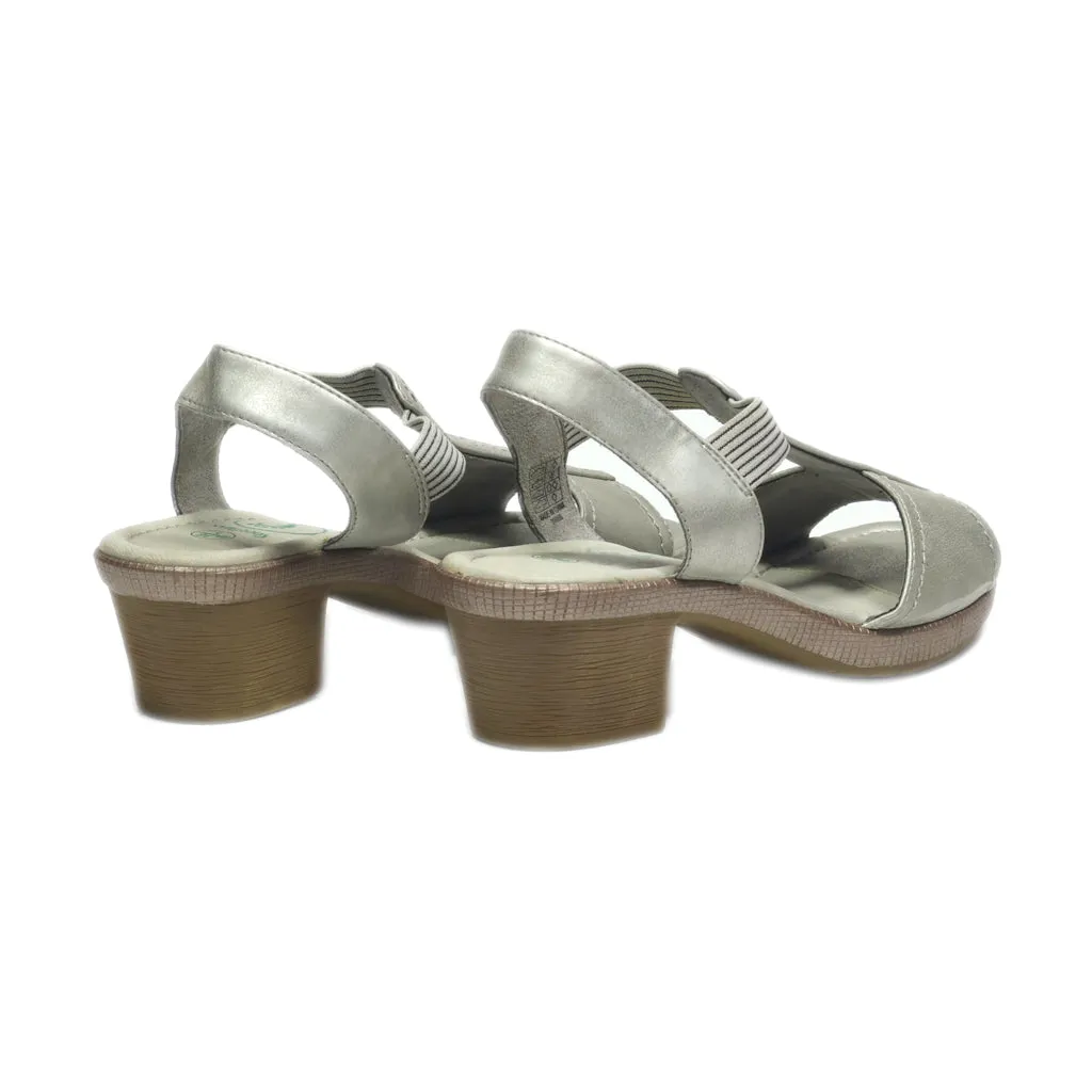 Footflexx Mid-Heel Sandals Leather Grey Colour For Women