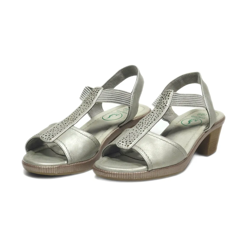 Footflexx Mid-Heel Sandals Leather Grey Colour For Women