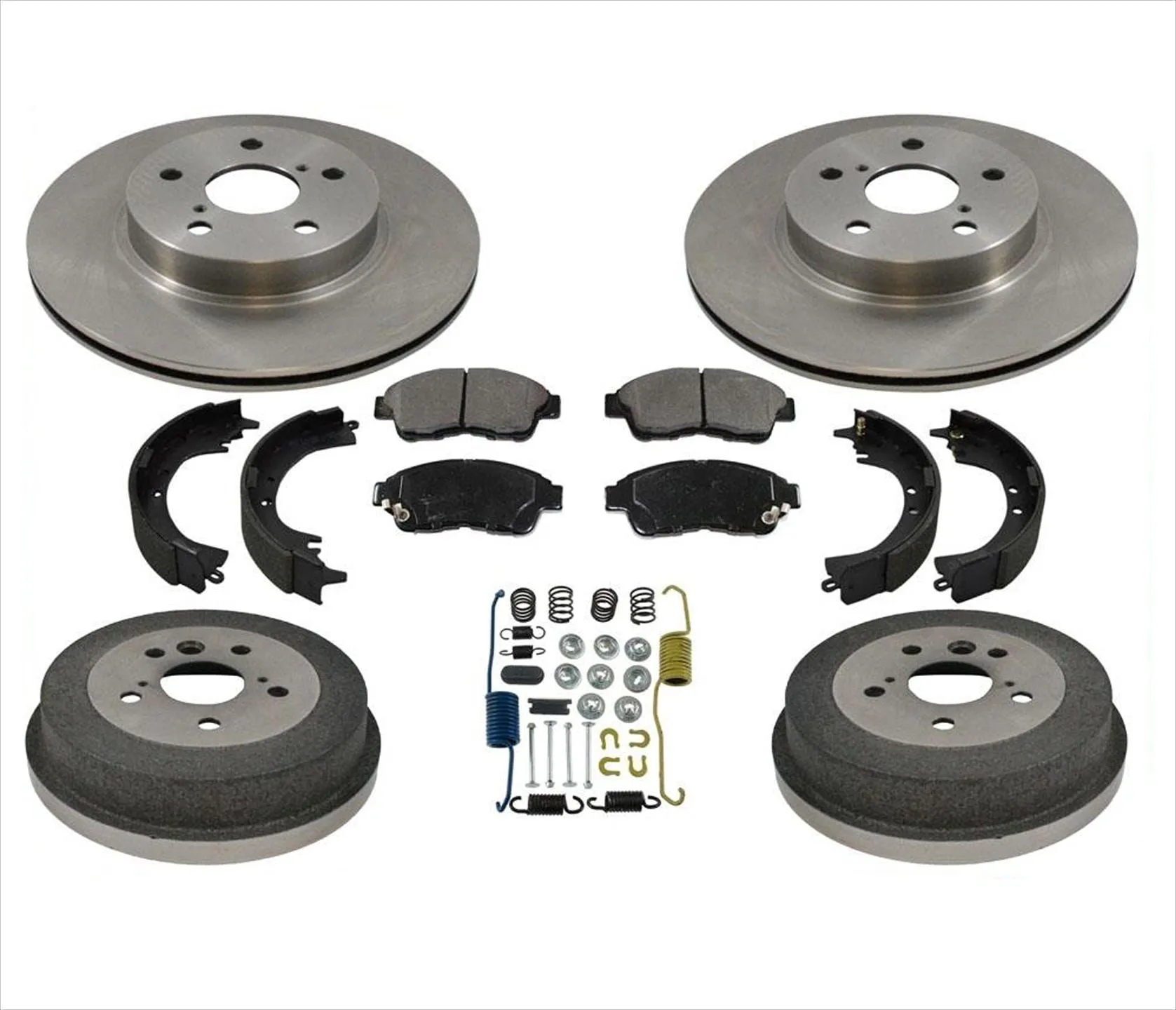 For 96-00 Toyota Rav4 Rav-4 Front Rotors Pads & Drums Brakes Shoes Springs 7pc