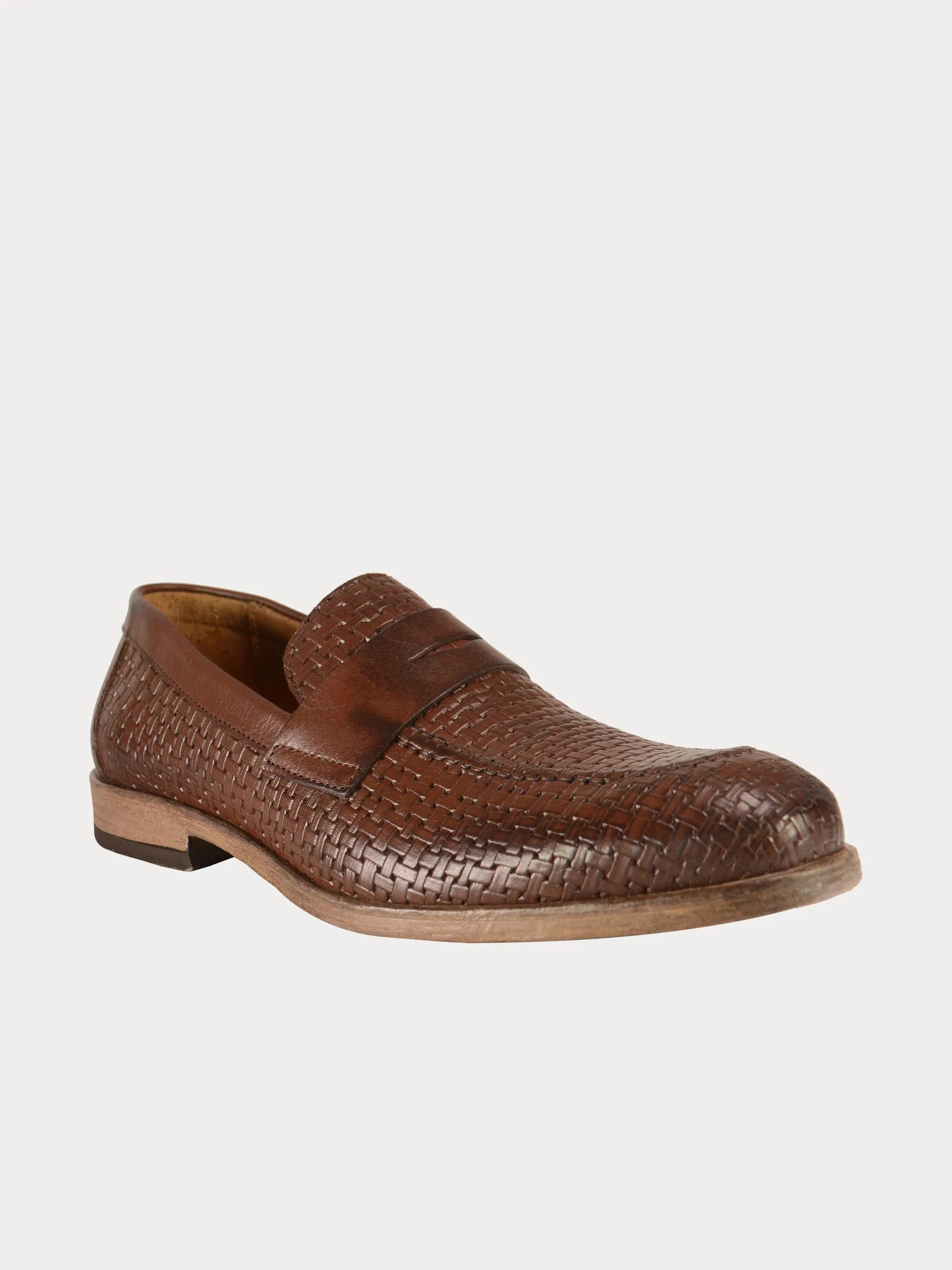 Franzini Men Weave Detailed Formal Leather Shoes