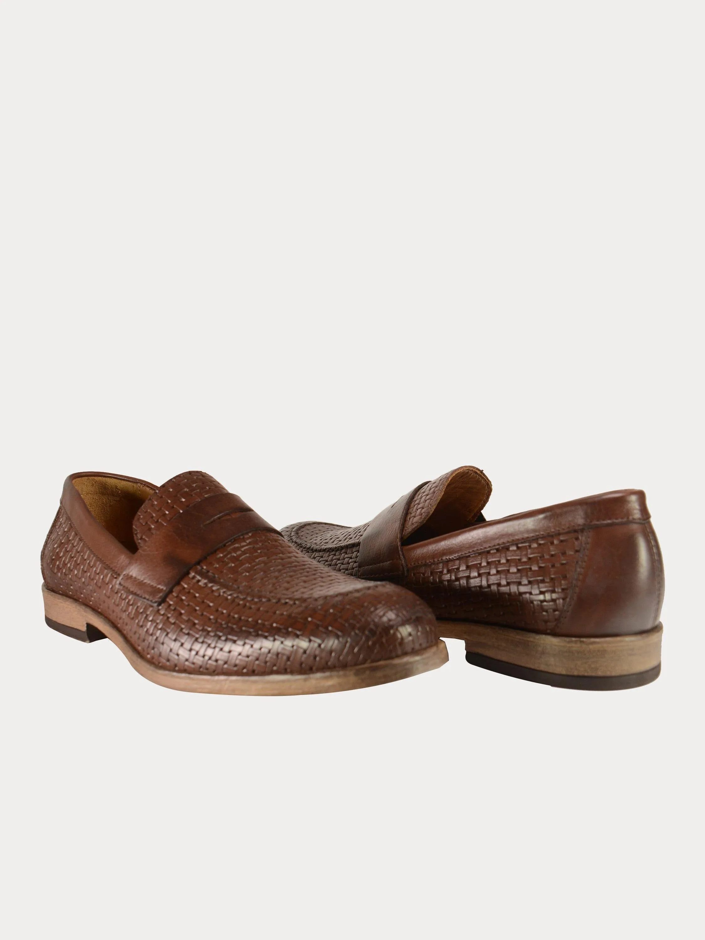 Franzini Men Weave Detailed Formal Leather Shoes