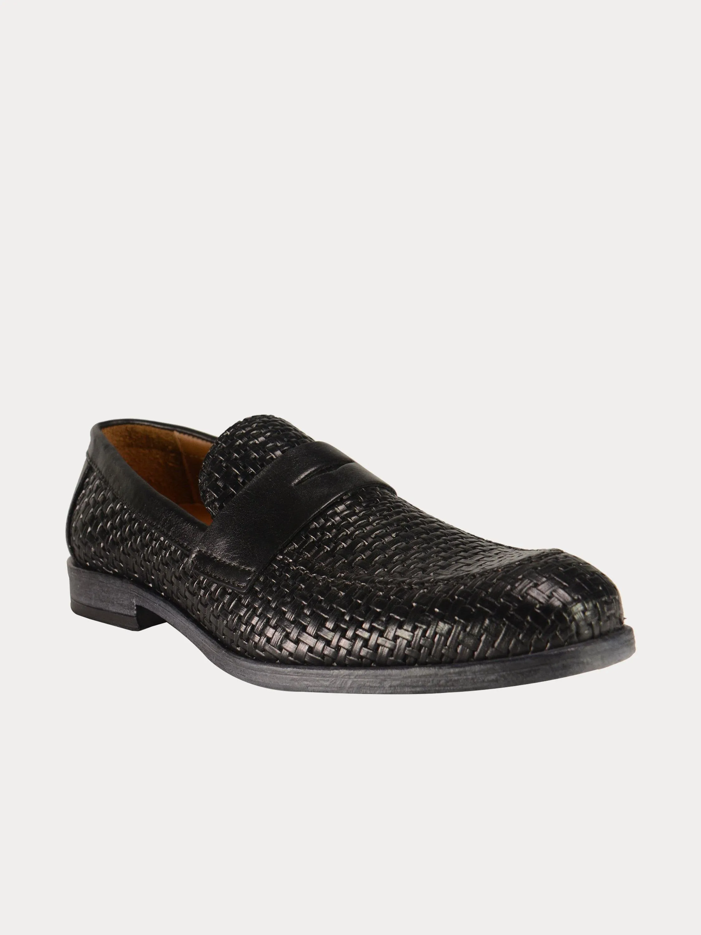 Franzini Men Weave Detailed Formal Leather Shoes