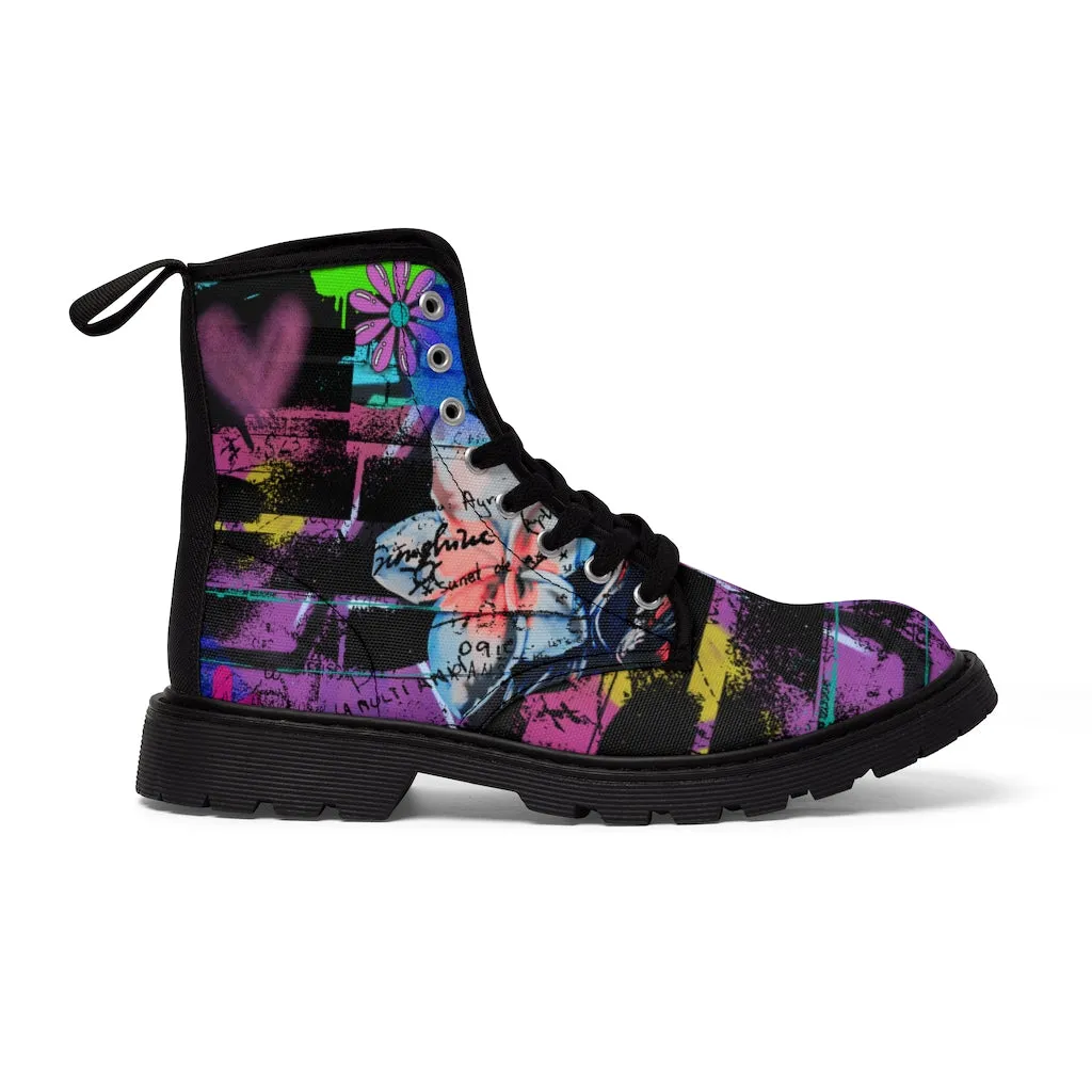 Graffiti Flower Women's Canvas Boots