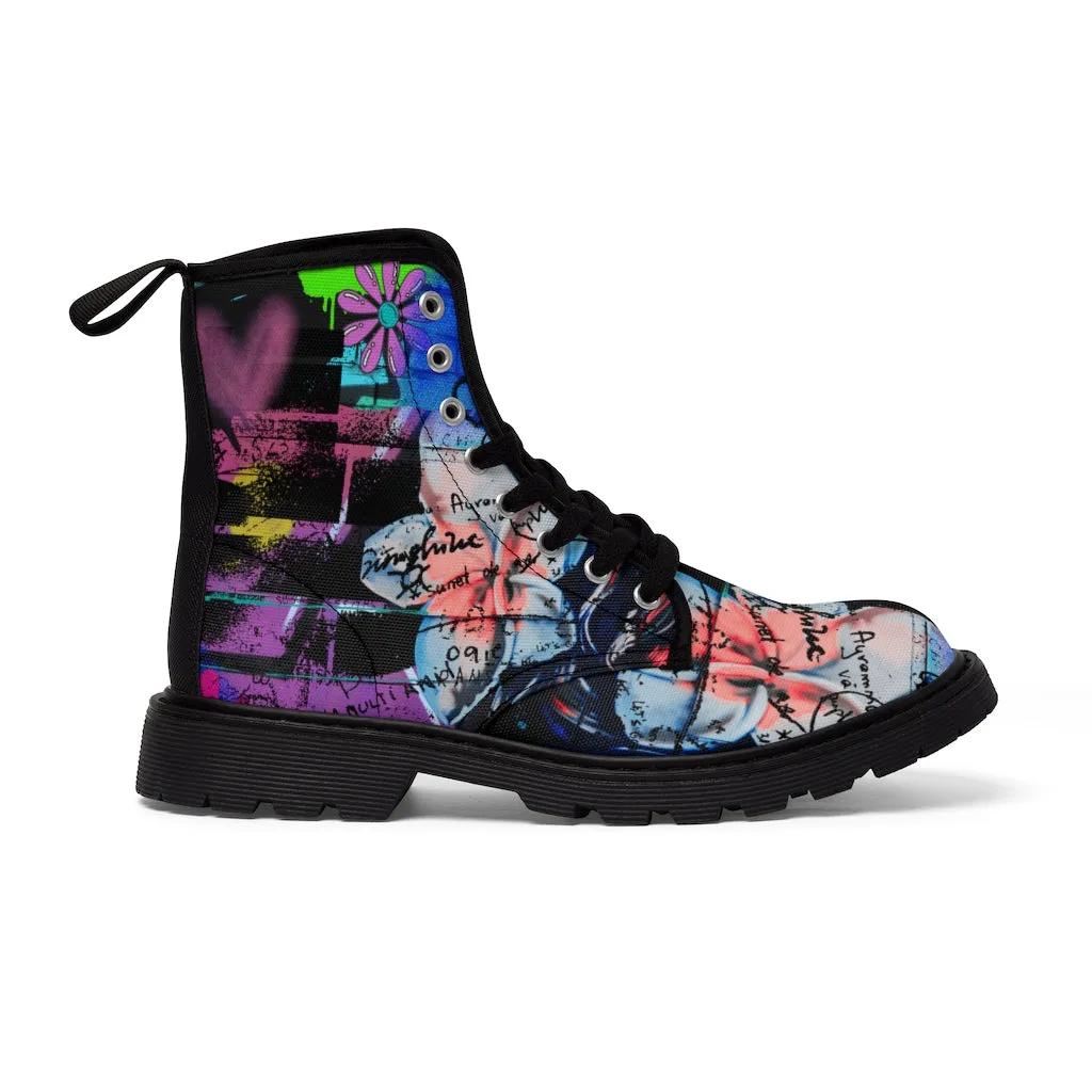 Graffiti Flower Women's Canvas Boots