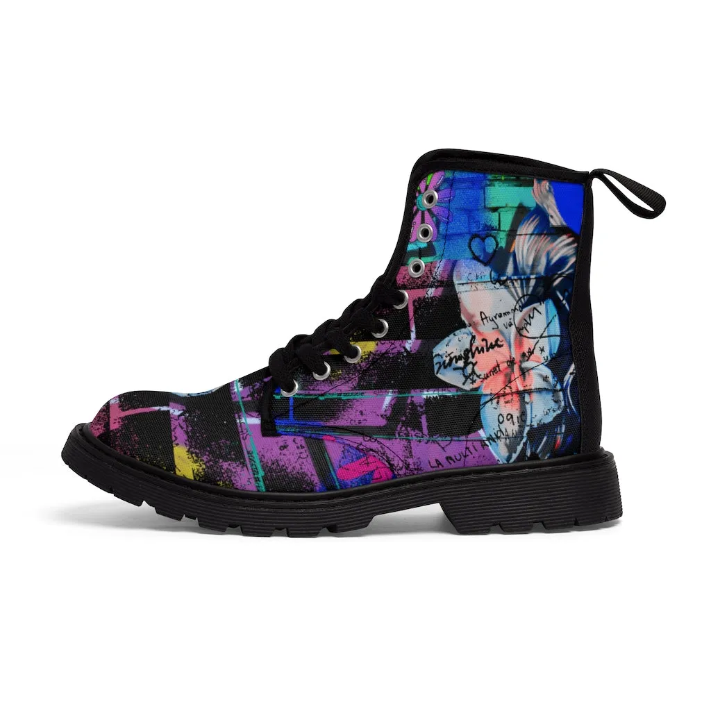 Graffiti Flower Women's Canvas Boots