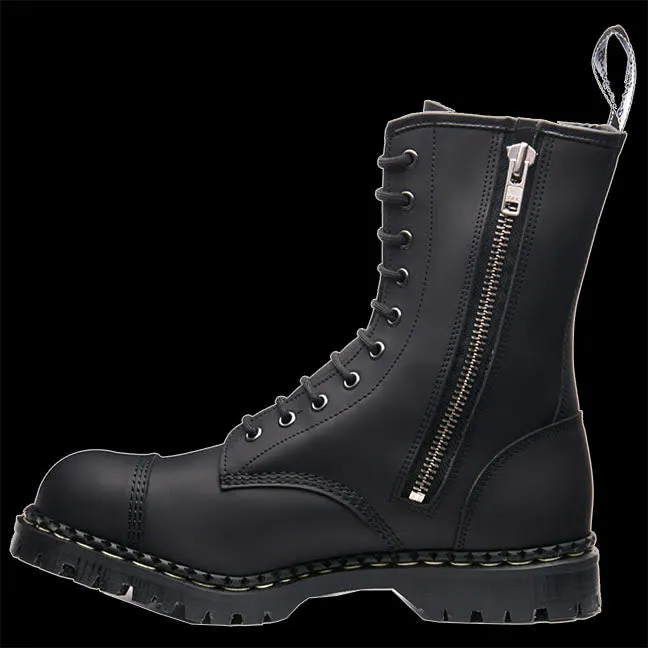 GripFast Black Greasy 10 Eye Steel Toe Zip Boot