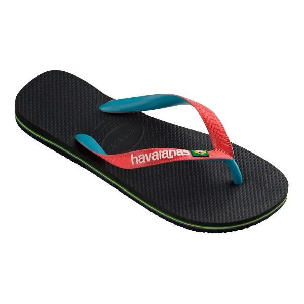 Havaianas Brasil Mix Men's Flip Flops - Black / Ruby Red