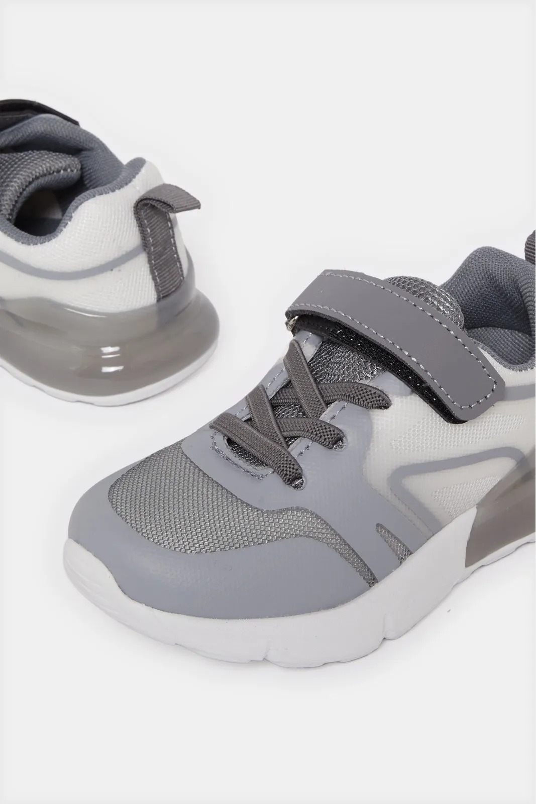 Infant Boys Grey Velcro Strap Sneakers