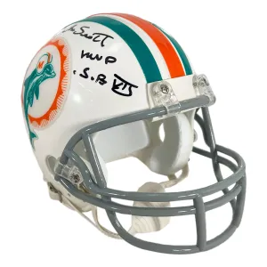 Jake Scott Signed MVP SB VII Inscription Miami Dolphins Throwback 1972 Mini Football Helmet (Beckett)