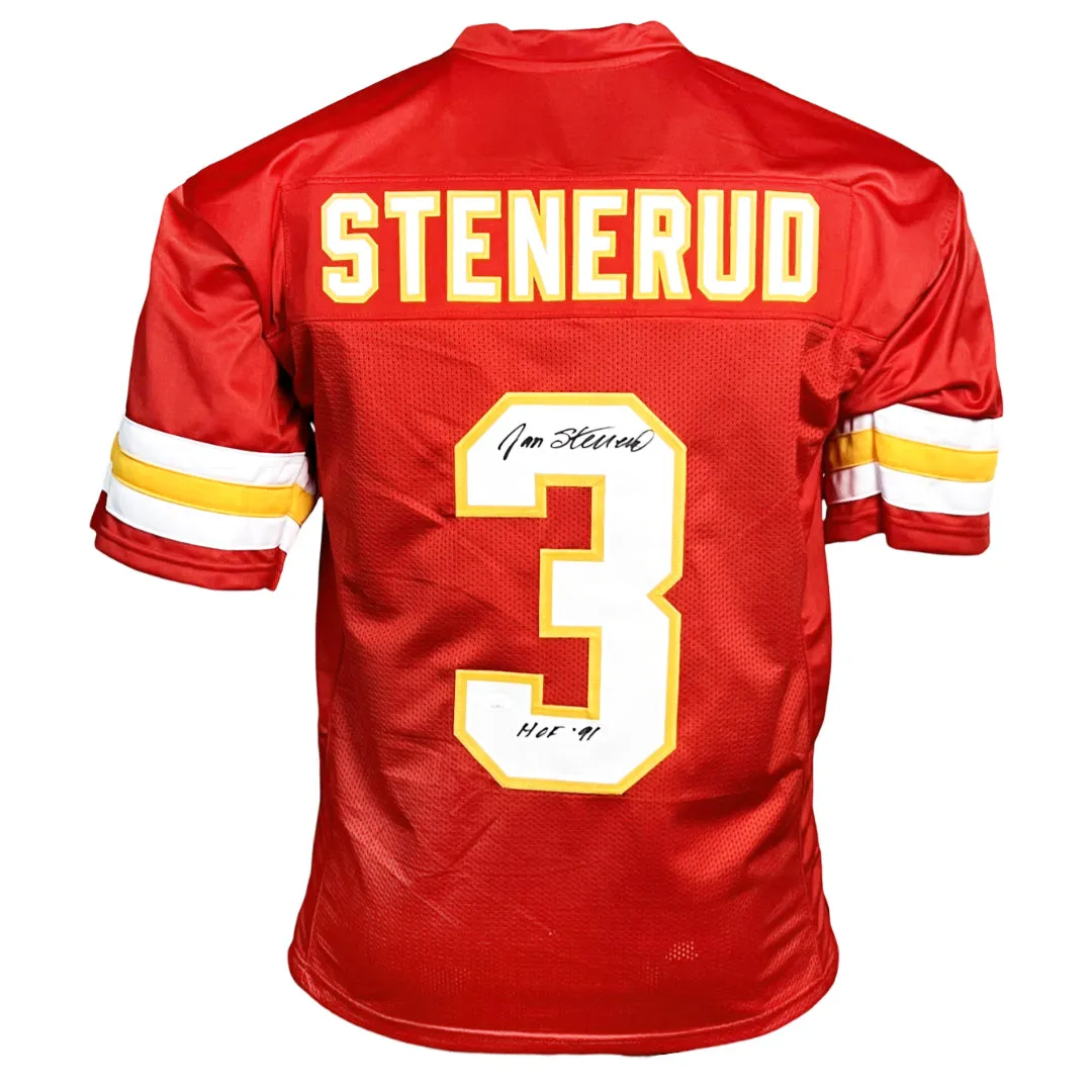 Jan Stenerud Signed HOF 91 Inscription Kansas City Red Football Jersey (JSA)