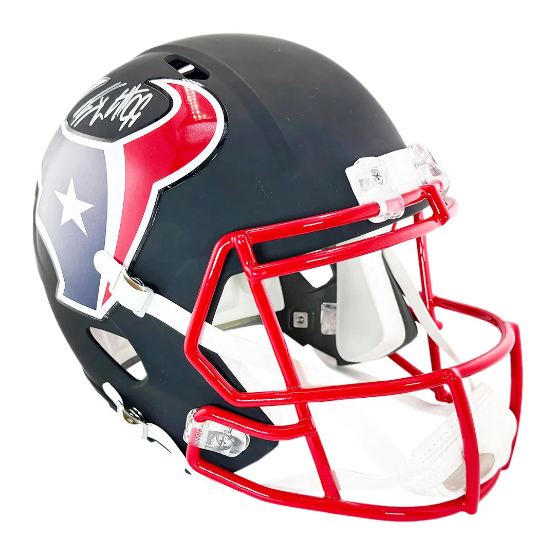 JJ Watt Signed Houston Texans Flat Black Speed Full-Size Replica Football Helmet (JSA)