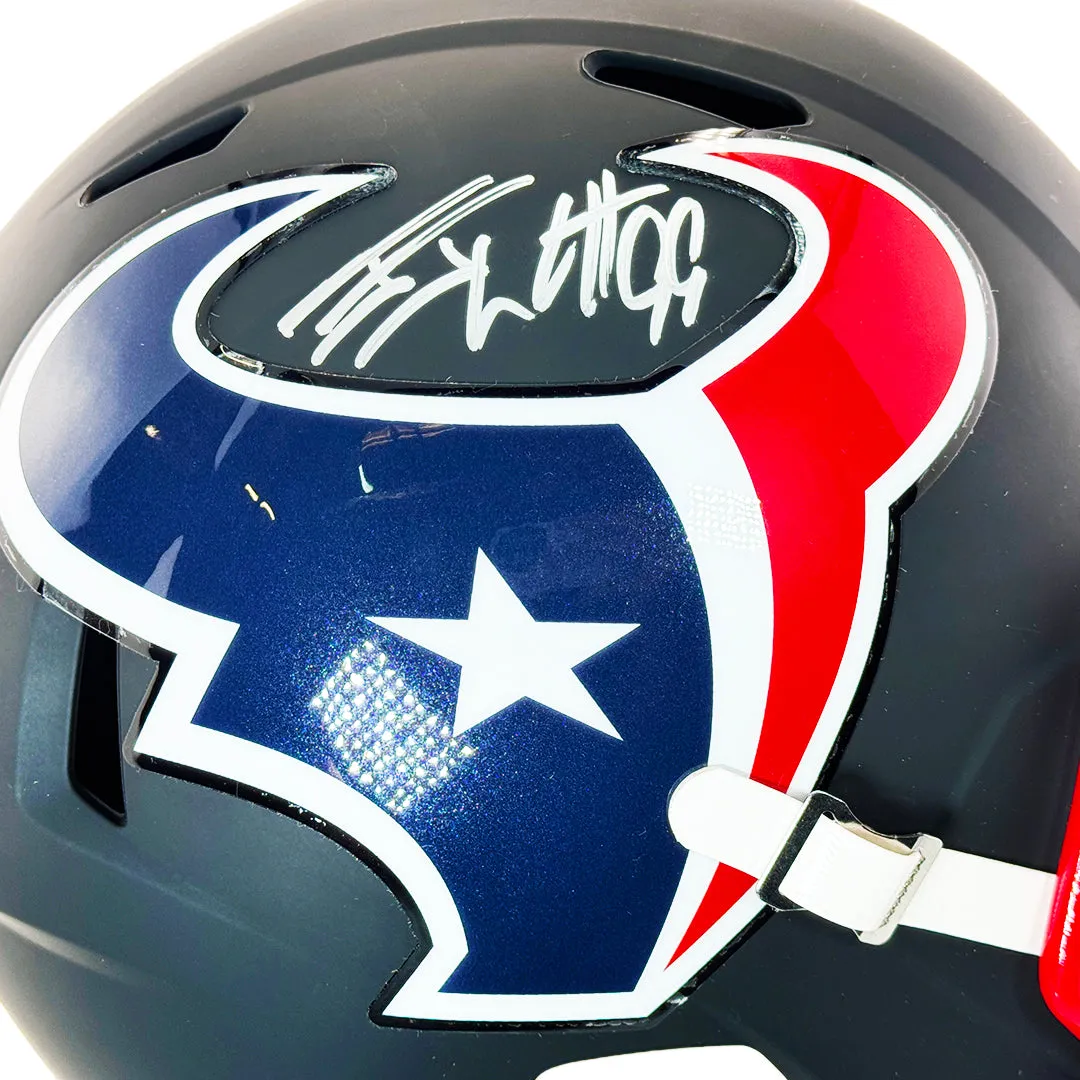 JJ Watt Signed Houston Texans Flat Black Speed Full-Size Replica Football Helmet (JSA)