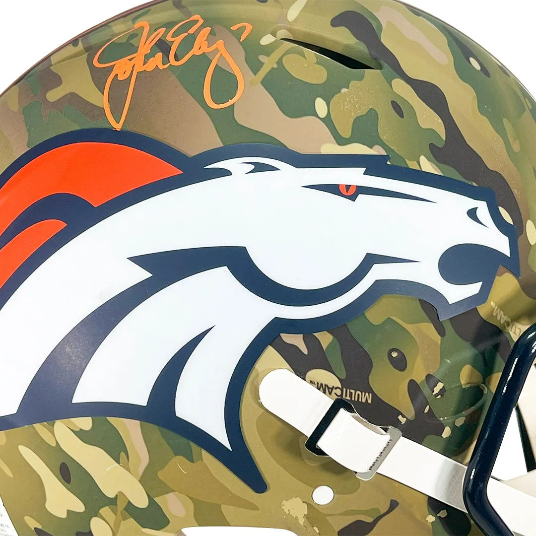 John Elway Signed Denver Broncos Camo Authentic Speed Full-Size Football Helmet (Beckett)