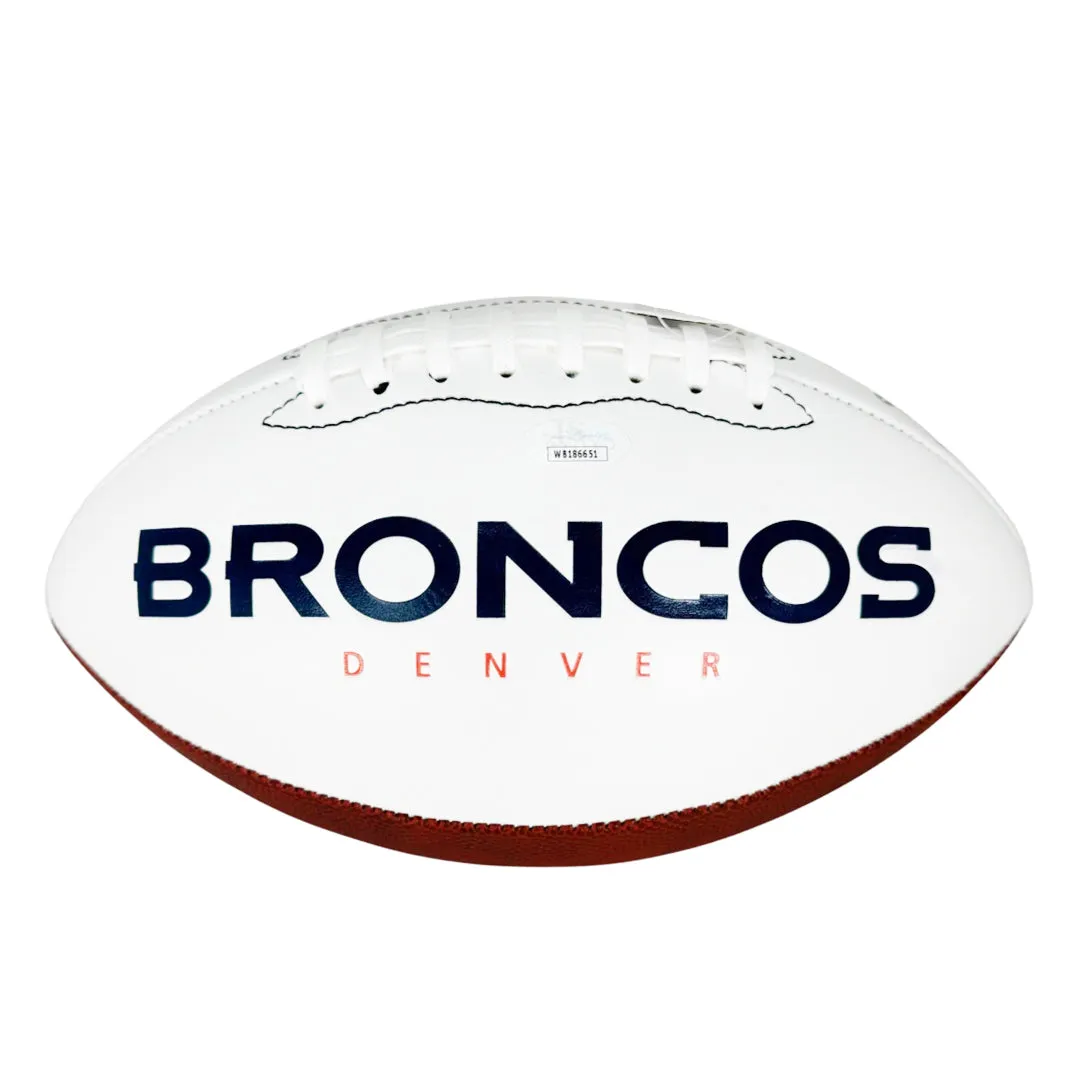 John Elway Signed Denver Broncos Official NFL Team Logo White Football (JSA)