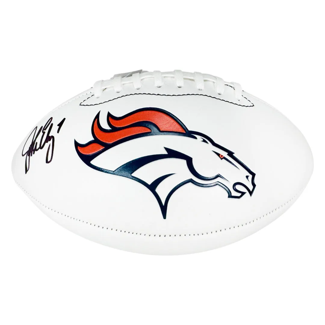 John Elway Signed Denver Broncos Official NFL Team Logo White Football (JSA)