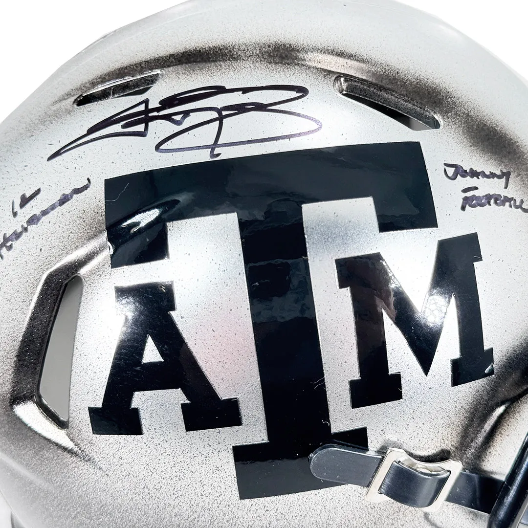 Johnny Manziel Signed 12 Heisman, Johnny Football Inscriptions Texas A&M Ice Hydro Speed Mini Football Helmet (Beckett)