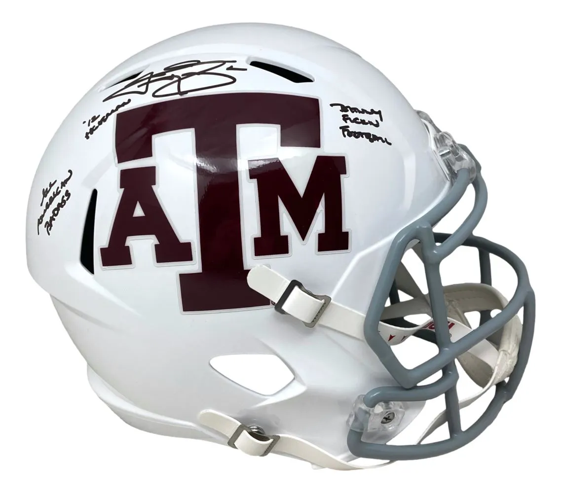 Johnny Manziel Signed Texas A&M Full Size Speed Replica Helmet w/ 3 Insc BAS ITP