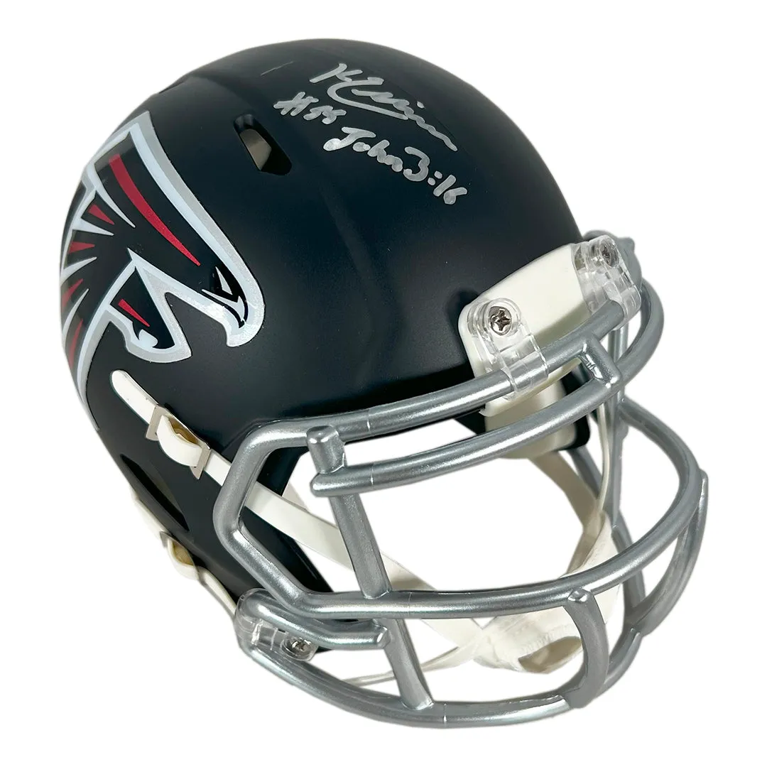 Kaden Elliss Signed John 3:16 Inscription Atlanta Falcons Speed Mini Football Helmet (Beckett)