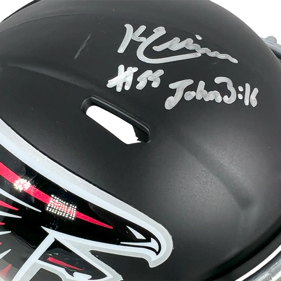 Kaden Elliss Signed John 3:16 Inscription Atlanta Falcons Speed Mini Football Helmet (Beckett)