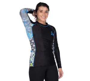 Kimono Womens Long Sleeve Rashguard Blue