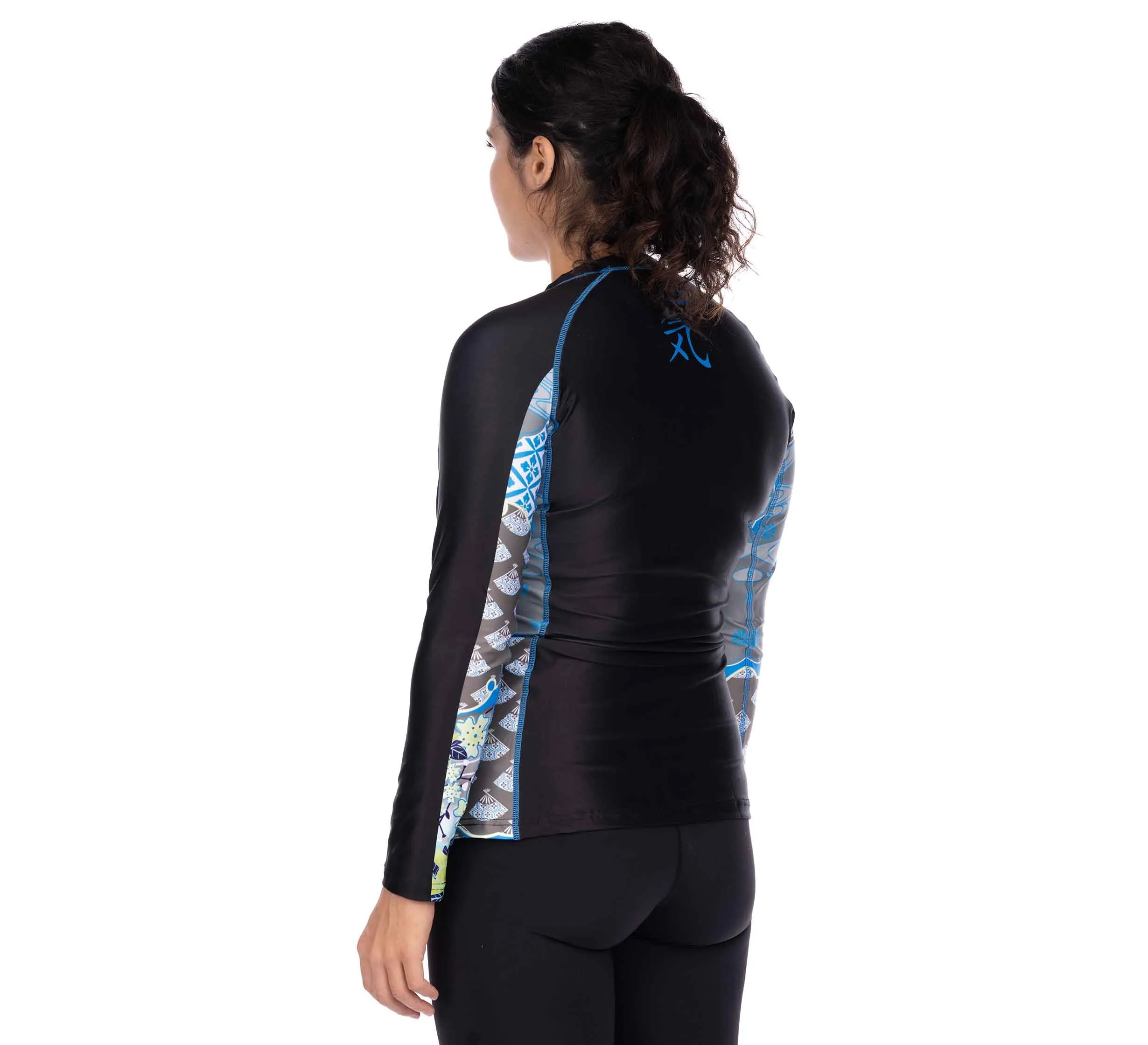 Kimono Womens Long Sleeve Rashguard Blue