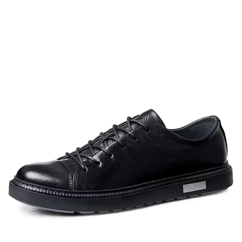 LeatherLux Round Toe Elegant Lace-Up Casual Shoes