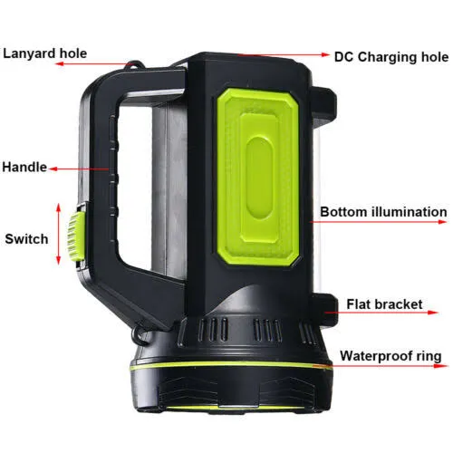 LED Searchlight Rechargeable Flashlight Torch Camping