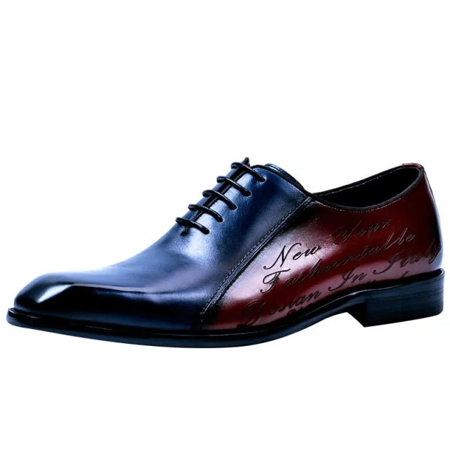 Letter Pattern Leather Brogue Dress Shoes