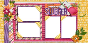 Little Slugger Pink - Digital Scrapbook Pages - INSTANT DOWNLOAD