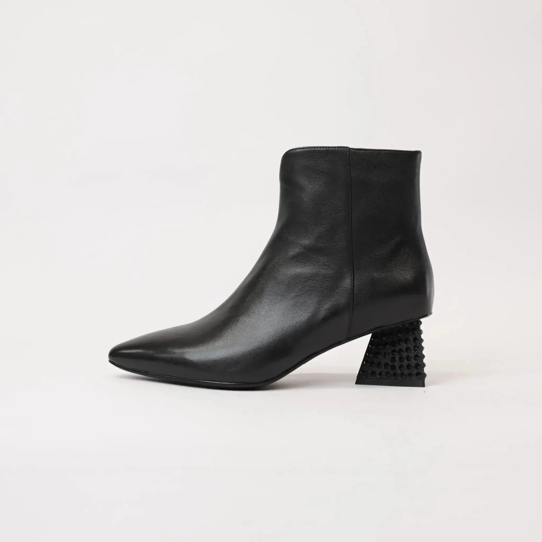 Malitta Black Leather Ankle Boots