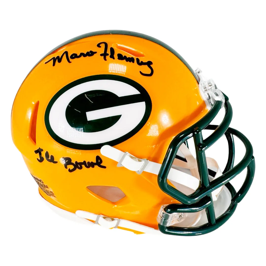 Marv Fleming Signed Ice Bowl Inscription Green Bay Packers Speed Mini Football Helmet (JSA)