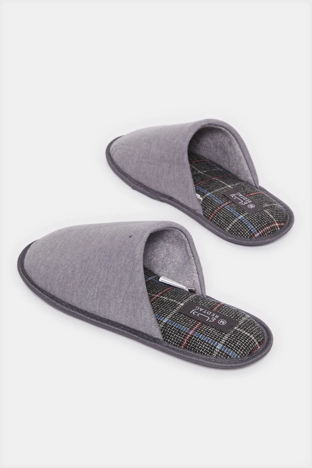 Men Grey Embellished Slipper