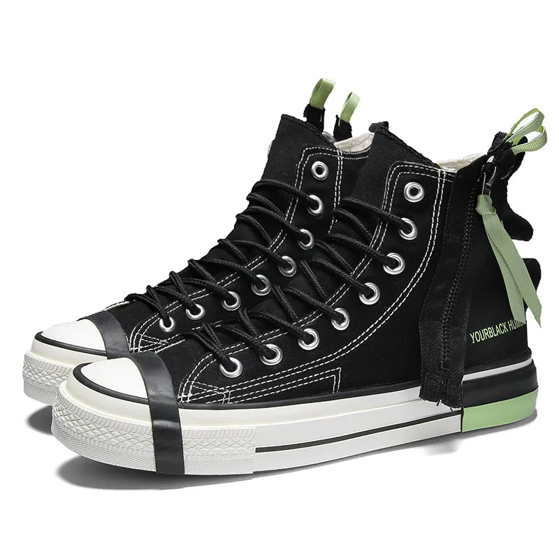 Men High Top Zipper Canvas Shoes