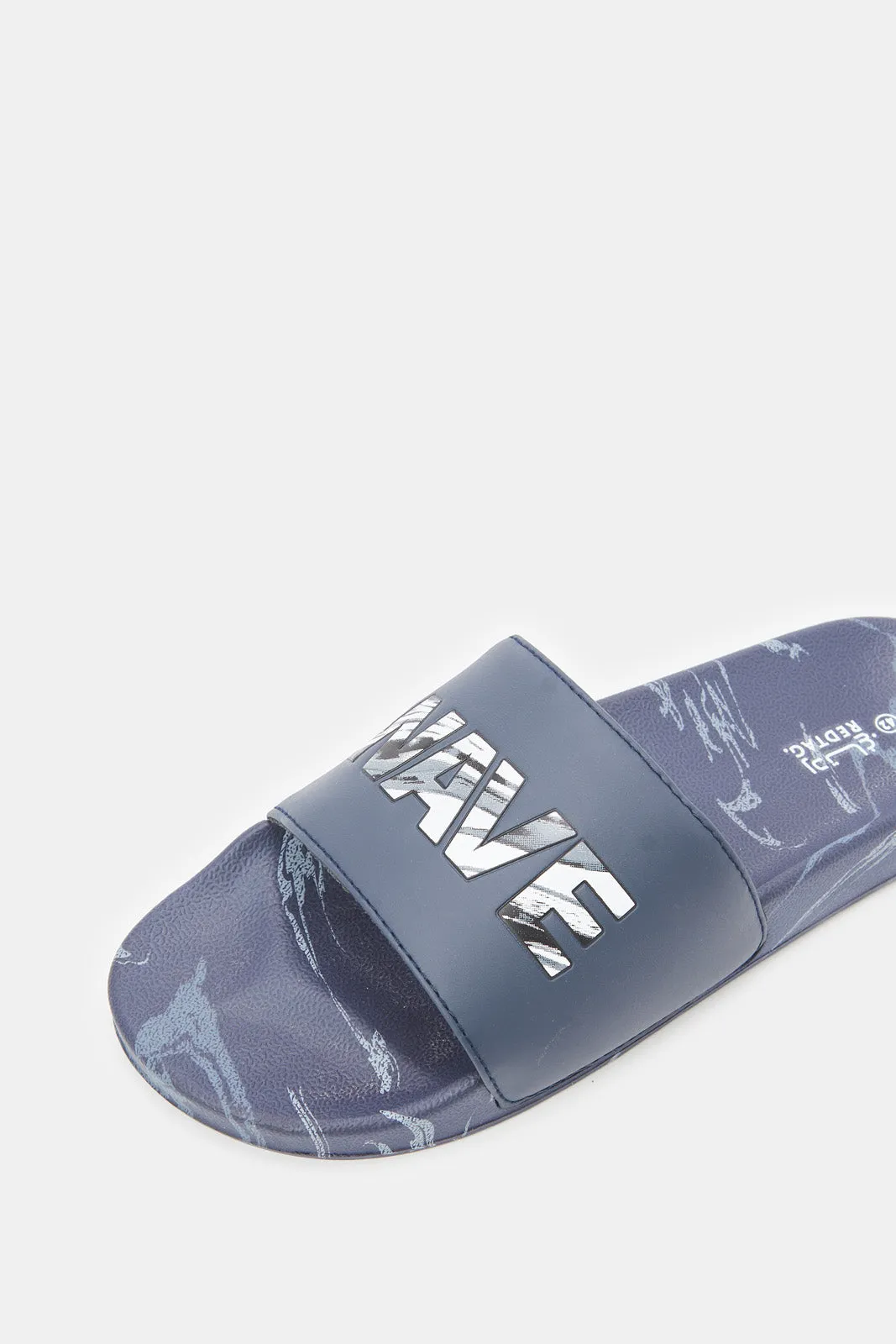 Men Navy Embossed Slide