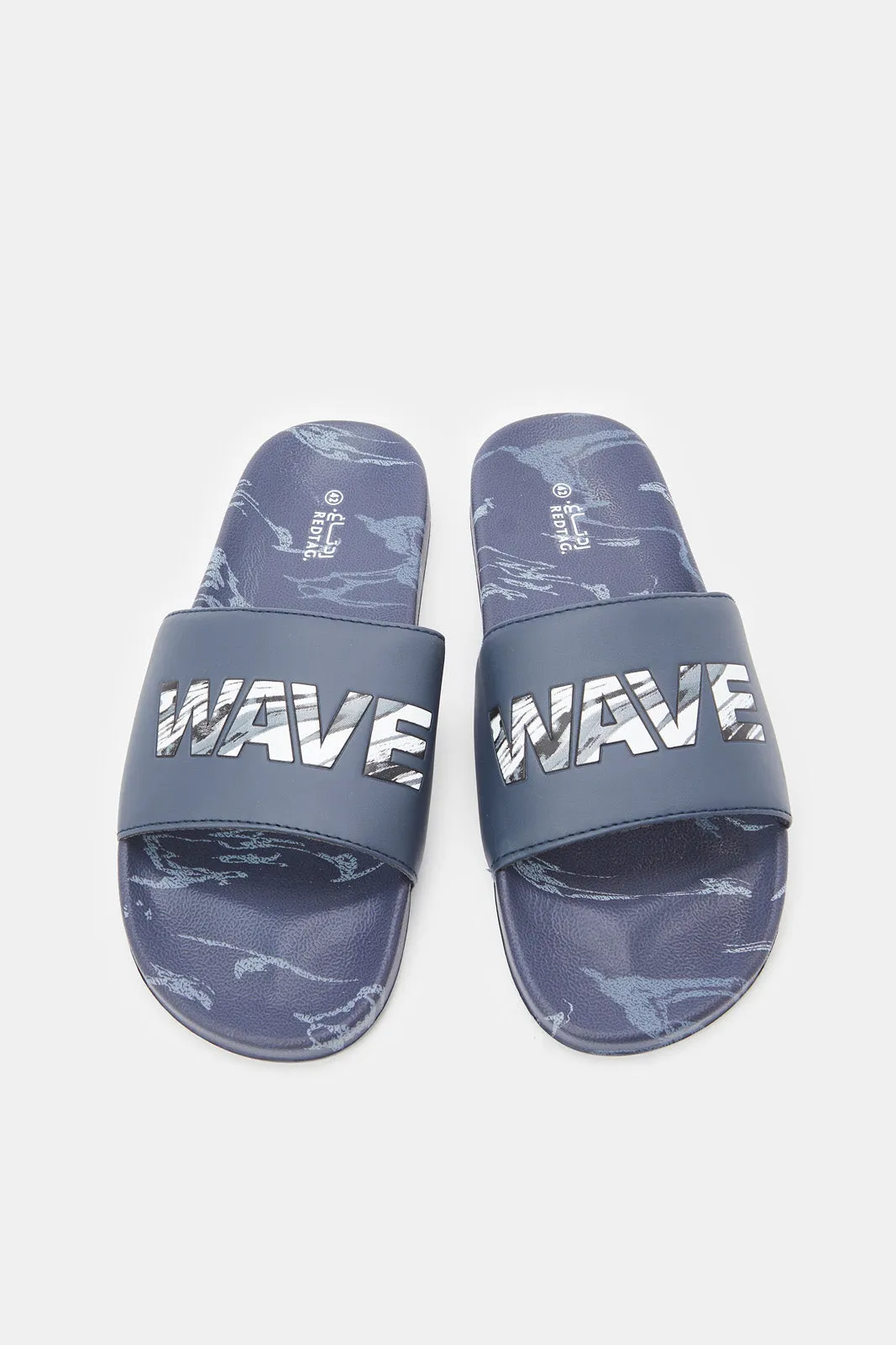 Men Navy Embossed Slide