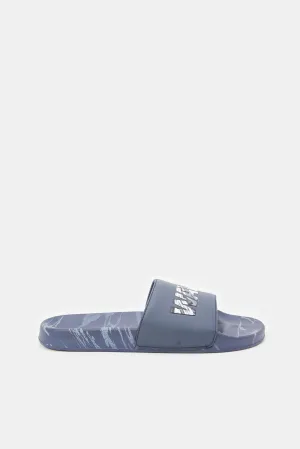 Men Navy Embossed Slide