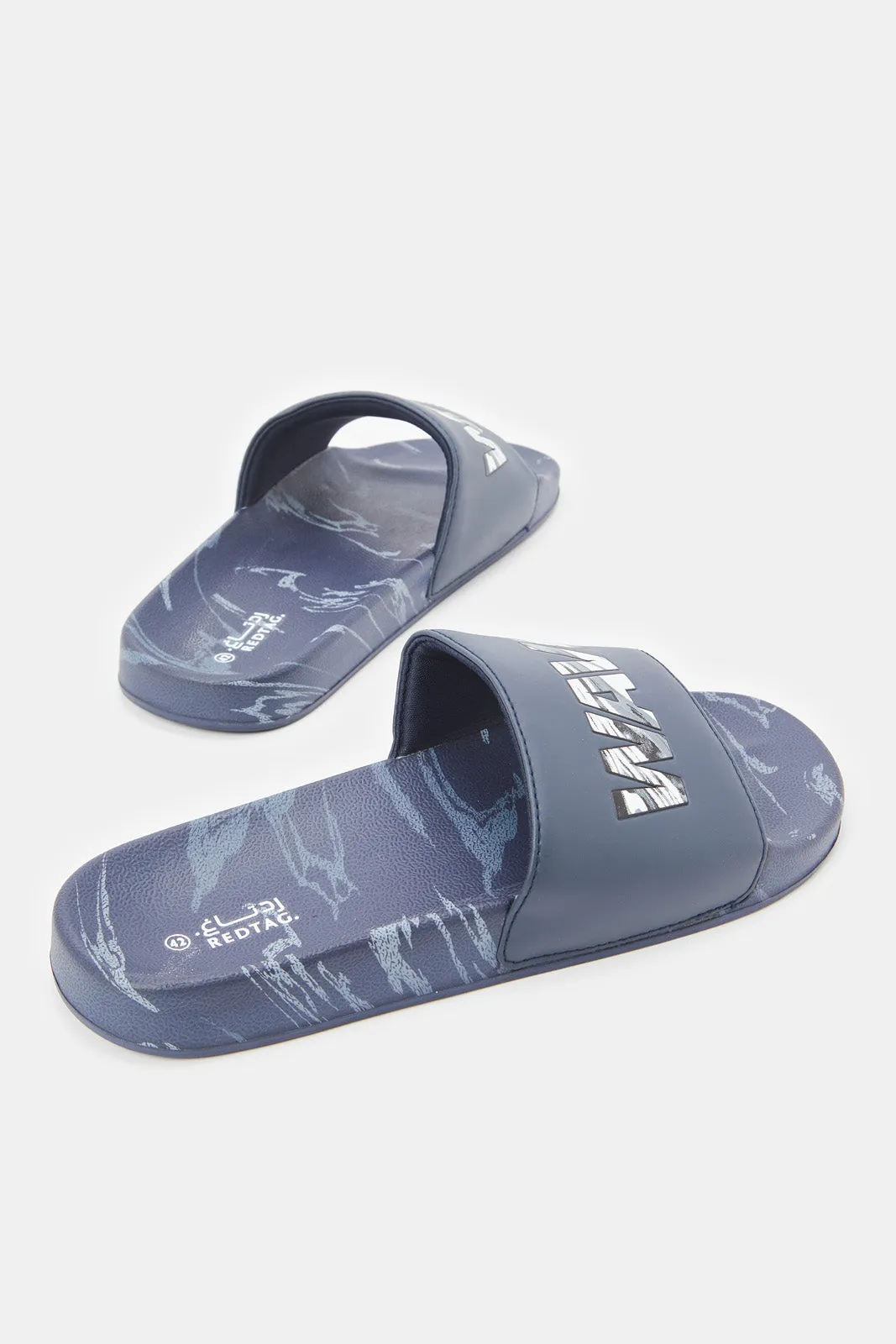 Men Navy Embossed Slide