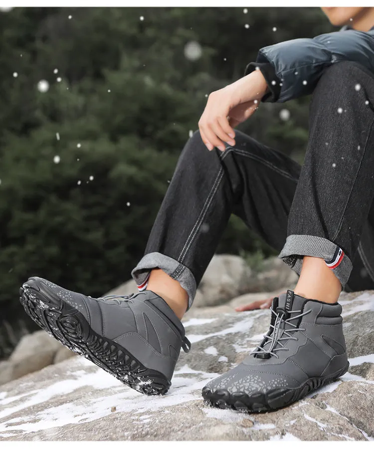 Men's Barefoot shoes Winter Waterproof Trail Running shoes Warm Lined Snow shoes Unisex Outdoor Non-slip Winter Boots