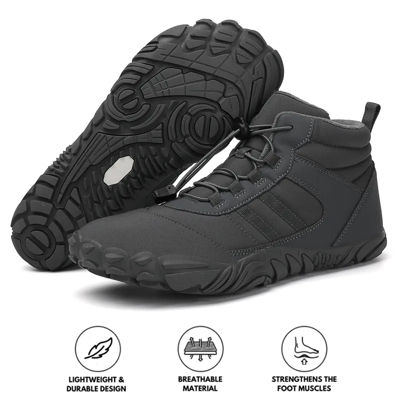 Men's Barefoot Shoes Winter Waterproof Trail Running Shoes Warm Lined Winter Shoes Unisex Outdoor Snow Boots Non-Slip Winter Boots