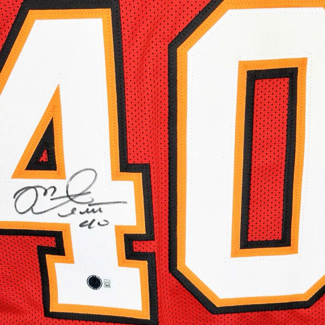 Mike Alstott Signed Tampa Bay Red Football Jersey (Beckett)