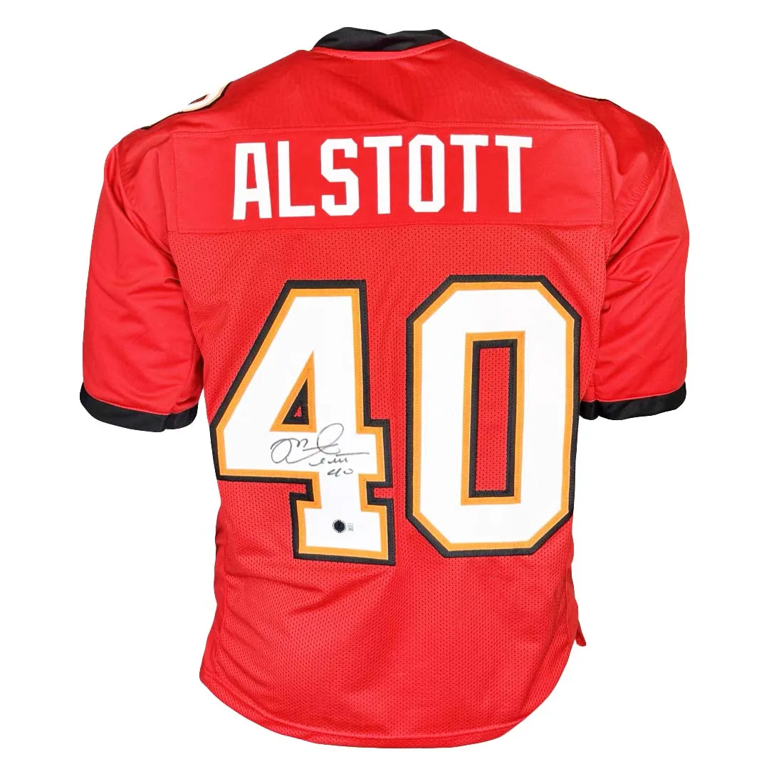 Mike Alstott Signed Tampa Bay Red Football Jersey (Beckett)